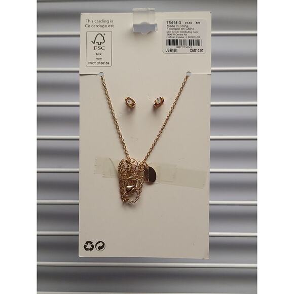 Claires Scorpio Necklace Jewelry Gold Earring Set Cubic Zirconia Girls Womens - Picture 5 of 5